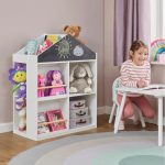 Детска Етажерка за Играчки и Книги GINGER HOME, Къща с Рафтoве и Дъска за Рисуване, Монтесори, Бяла, 72.5x40x95.8 см - Image 14