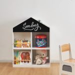 Детска Етажерка за Играчки и Книги GINGER HOME, Къща с Рафтoве и Дъска за Рисуване, Монтесори, Бяла, 72.5x40x95.8 см - Image 16