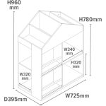 Детска Етажерка за Играчки и Книги GINGER HOME, Къща с Рафтoве и Дъска за Рисуване, Монтесори, Бяла, 72.5x40x95.8 см - Image 10