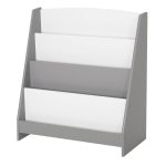 Детска Етажерка за Книжки и Списания, Библиотека с Рафтове, Дървена Секция - Бяло и Сиво - Image 15