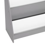 Детска Етажерка за Книжки и Списания, Библиотека с Рафтове, Дървена Секция - Бяло и Сиво - Image 17