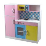 Детска Кухня GINGER HOME,  Дървена Играчка за Ролеви Игри с Цветен Дизайн, Размери 90x30x90 см - Image 6