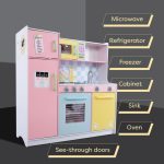 Детска Кухня GINGER HOME,  Дървена Играчка за Ролеви Игри с Цветен Дизайн, Размери 90x30x90 см - Image 7