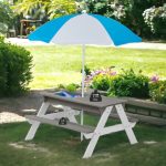 Детска Градинска Маса 3 в 1 GINGER HOME, Чадър с Регулируема Височина, Подвижен Плот за Активни Игри на Открито - Image 11