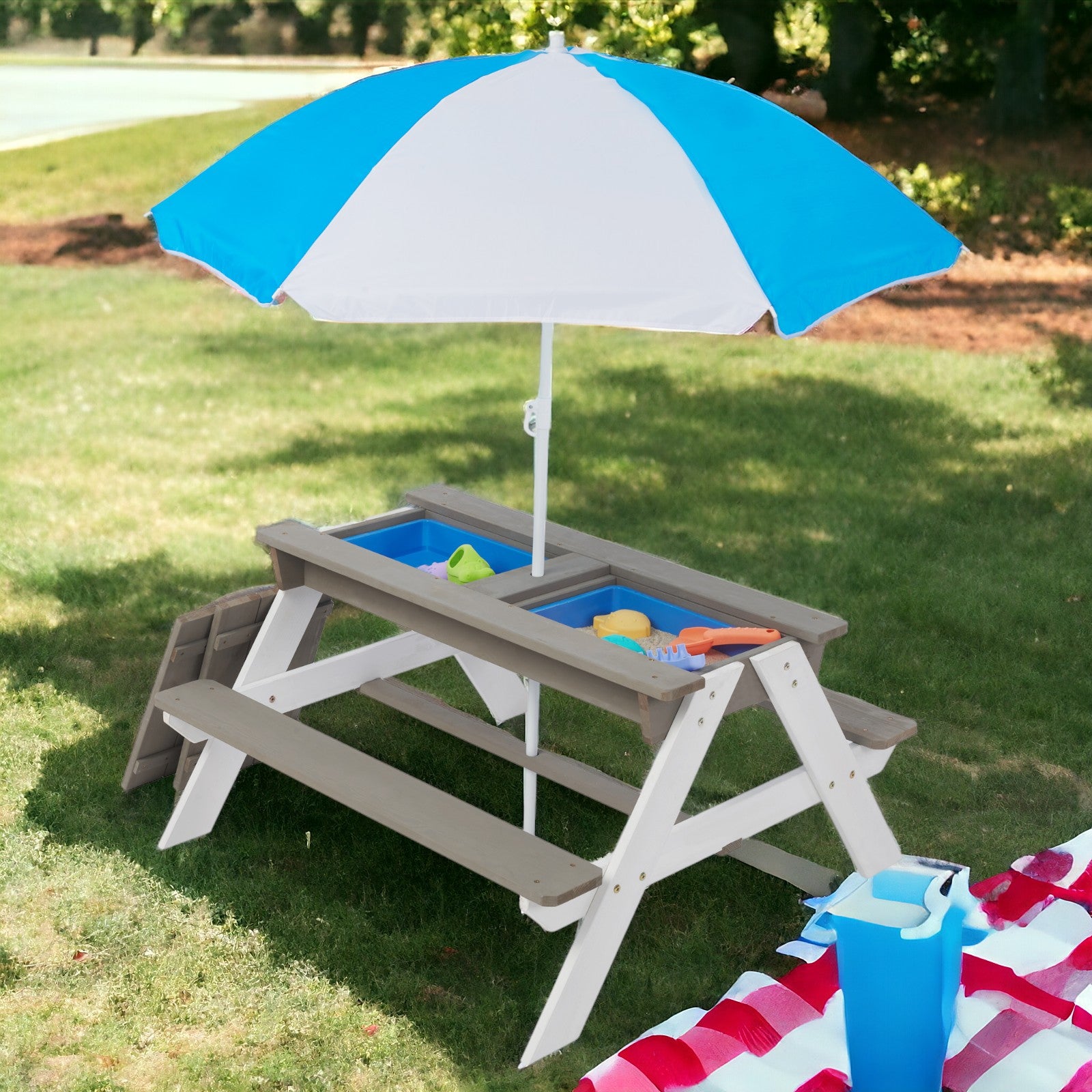 detska-masa-3-v-1-s-chadar-s-reguliruema-visochina-i-podvizhen-plot-za-aktivni-igri-2401-11 Детска Градинска Маса 3 в 1 GINGER HOME, Чадър с Регулируема Височина, Подвижен Плот за Активни Игри на Открито - Image 12