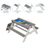 Детска Градинска Маса 3 в 1 GINGER HOME, Чадър с Регулируема Височина, Подвижен Плот за Активни Игри на Открито - Image 6