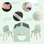 Детска Маса GINGER HOME с 2 Столчета - Мултиактивна Къщичка с Черна Дъска, Плот за Рисуване и Четене - Image 17