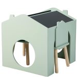 Детска Маса GINGER HOME с 2 Столчета - Мултиактивна Къщичка с Черна Дъска, Плот за Рисуване и Четене - Image 2