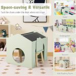 Детска Маса GINGER HOME с 2 Столчета - Мултиактивна Къщичка с Черна Дъска, Плот за Рисуване и Четене - Image 8