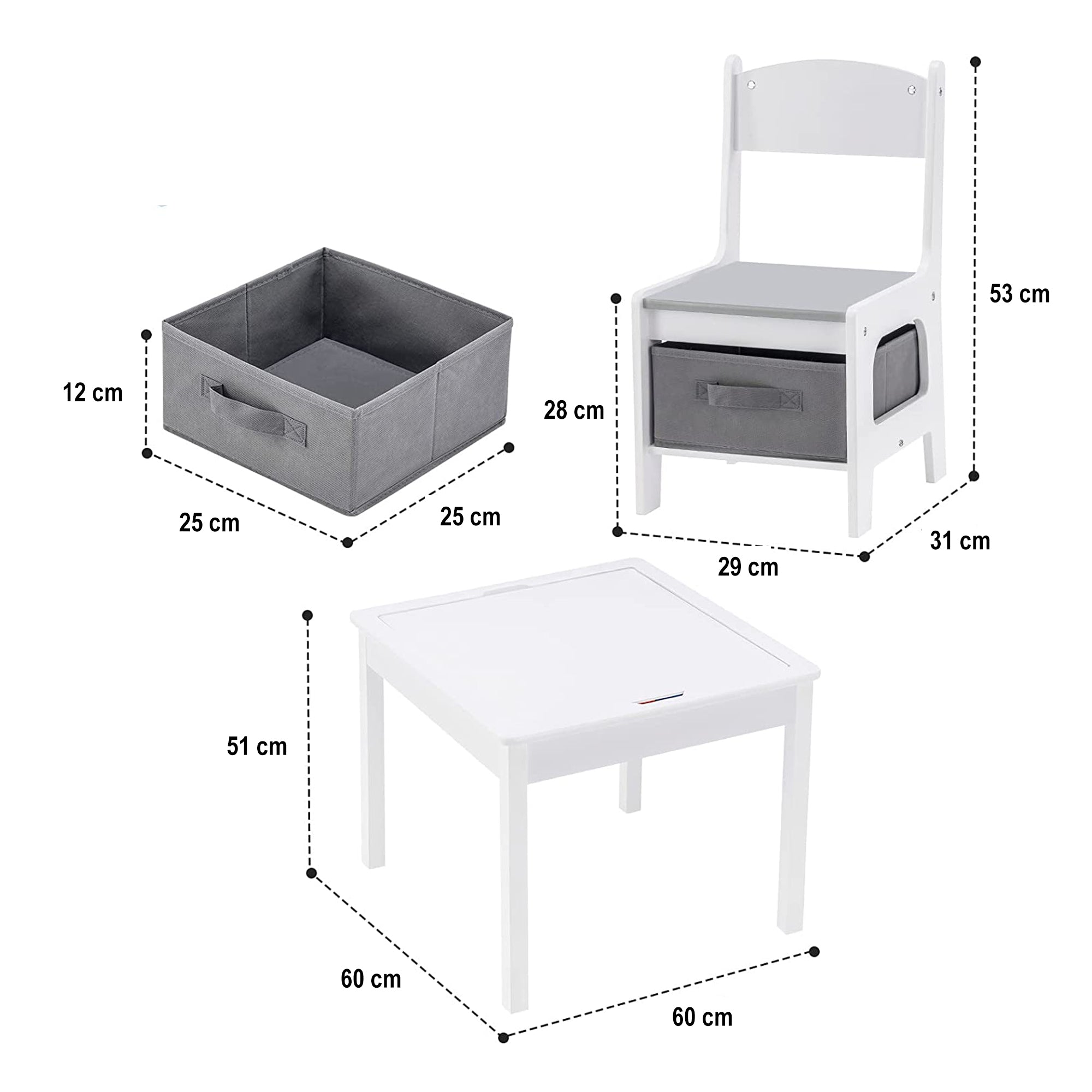 detska-masa-s-2-stolcheta-dvustranna-za-redene-na-konstruktori-tip-LEGO-WHITE-GRAY-TF6705-6 Детска Маса с 2 Столчета, Двустранна, Комплект от Дърво за Учене, Рисуване, Писане, Редене на Конструктори тип LEGO - WHITE/GRAY - Image 4