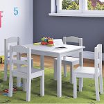 Детска Маса с 4 Столчета GINGER HOME, Дървен Комплект за Игра и Учение, Бял, 66x56x48 см - Image 14