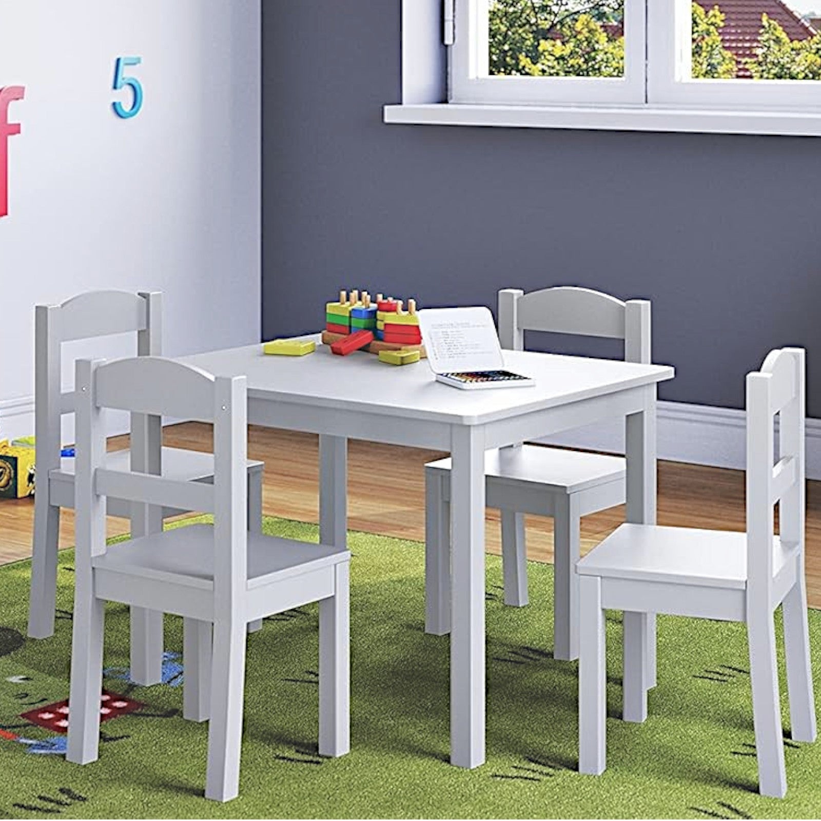 detska-masa-s-4-stolcheta-ginger-home-darven-komplekt-byal-montessori-TF6645-W-12_4507b787-0c14-4492-b9f7-04a1409f1525 Детска Маса с 4 Столчета GINGER HOME, Дървен Комплект за Игра и Учение, Бял, 66x56x48 см - Image 14