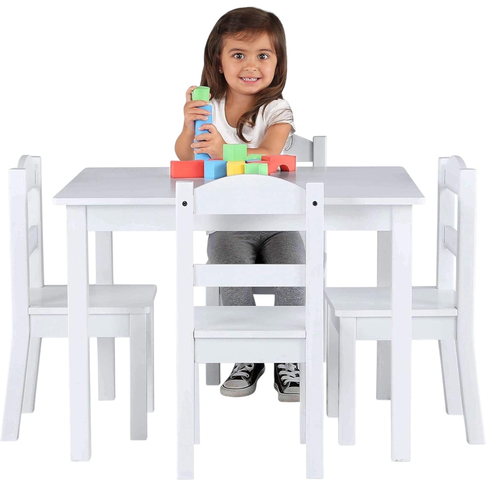 detska-masa-s-4-stolcheta-ginger-home-darven-komplekt-byal-montessori-TF6645-W-13 Детска Маса с 4 Столчета GINGER HOME, Дървен Комплект за Игра и Учение, Бял, 66x56x48 см - Image 4