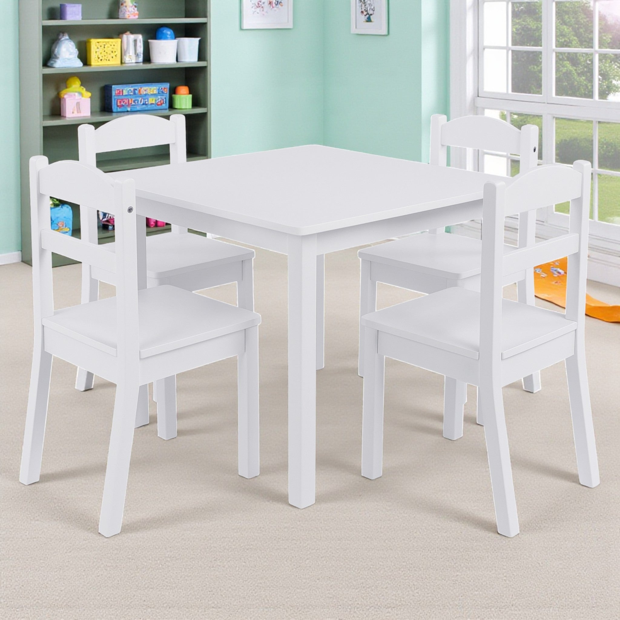 detska-masa-s-4-stolcheta-ginger-home-darven-komplekt-byal-montessori-TF6645-W-14 Детска Маса с 4 Столчета GINGER HOME, Дървен Комплект за Игра и Учение, Бял, 66x56x48 см - Image 15