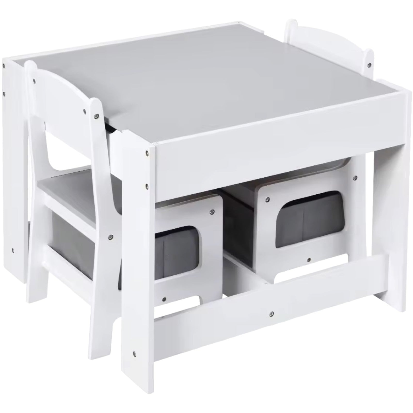 detska-masa-sas-stolcheta-dvustranna-s-cherna-daska-2-v-1-za-igra-i-sahranenie-white-grey-TF6265-2 Детска Маса със Столчета, Двустранна, с Черна Дъска, 2 в 1 за Игра и Съхранение, WHITE/GREY - Image 3