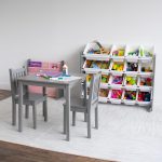 Детска Маса със Столчета, Комплект от Дърво, за Учене, Рисуване, Игра и Хранене, за Детска Стая, Сив - Image 14