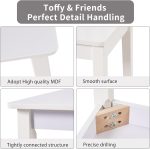Детска Маса със Столчета, Комплект от Дърво,за Учене, Рисуване, Игра и Хранене, за Детска Стая, Бял - Image 19