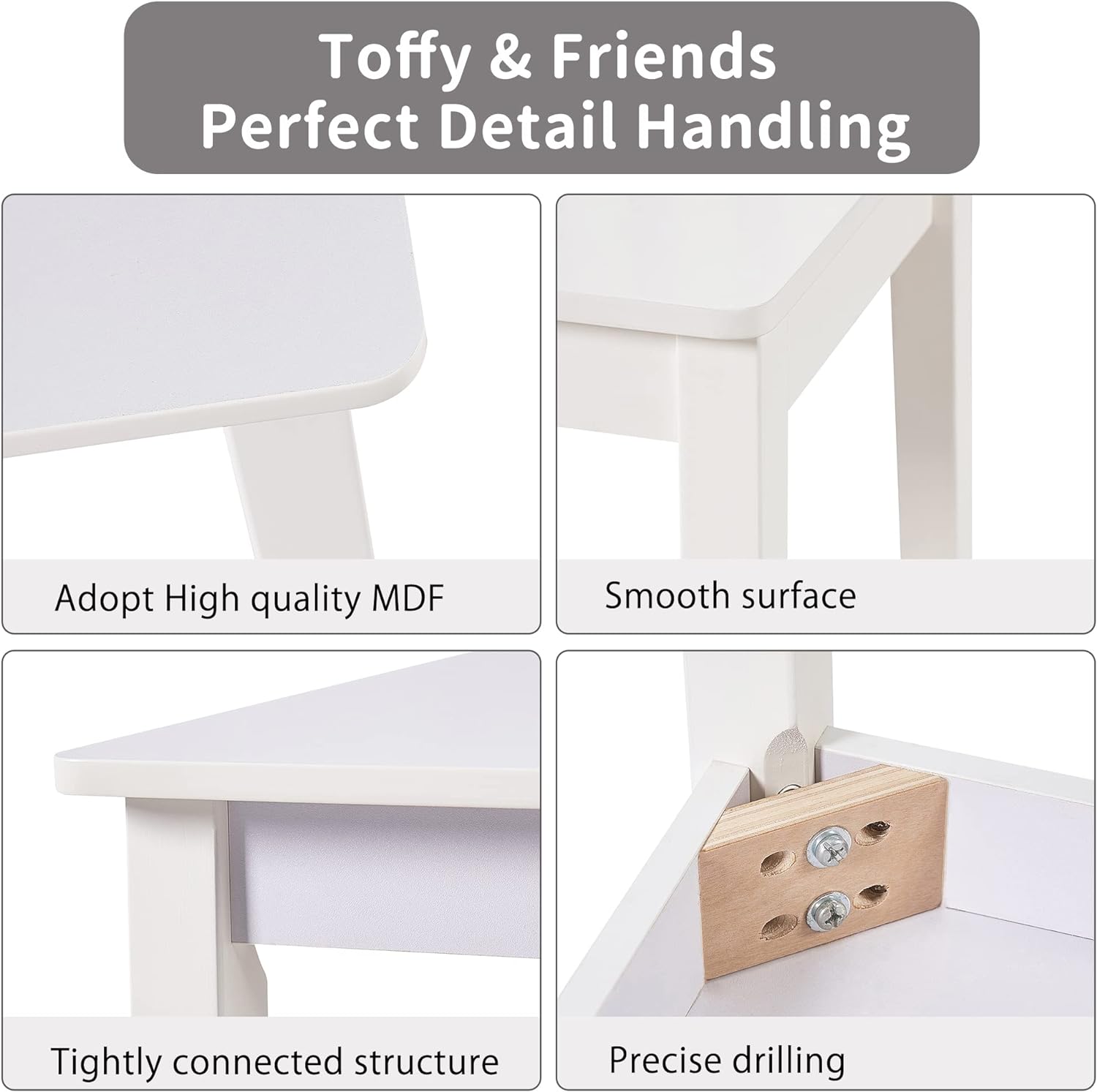 detska-masa-sas-stolcheta-komplekt-ot-darvo-za-uchene-risuvane-igra-i-hranene-za-detska-staya-byal-TF6644-W-18 Детска Маса със Столчета, Комплект от Дърво,за Учене, Рисуване, Игра и Хранене, за Детска Стая, Бял - Image 19