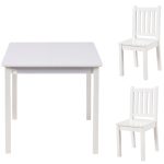 Детска Маса със Столчета, Комплект от Дърво,за Учене, Рисуване, Игра и Хранене, за Детска Стая, Бял - Image 9