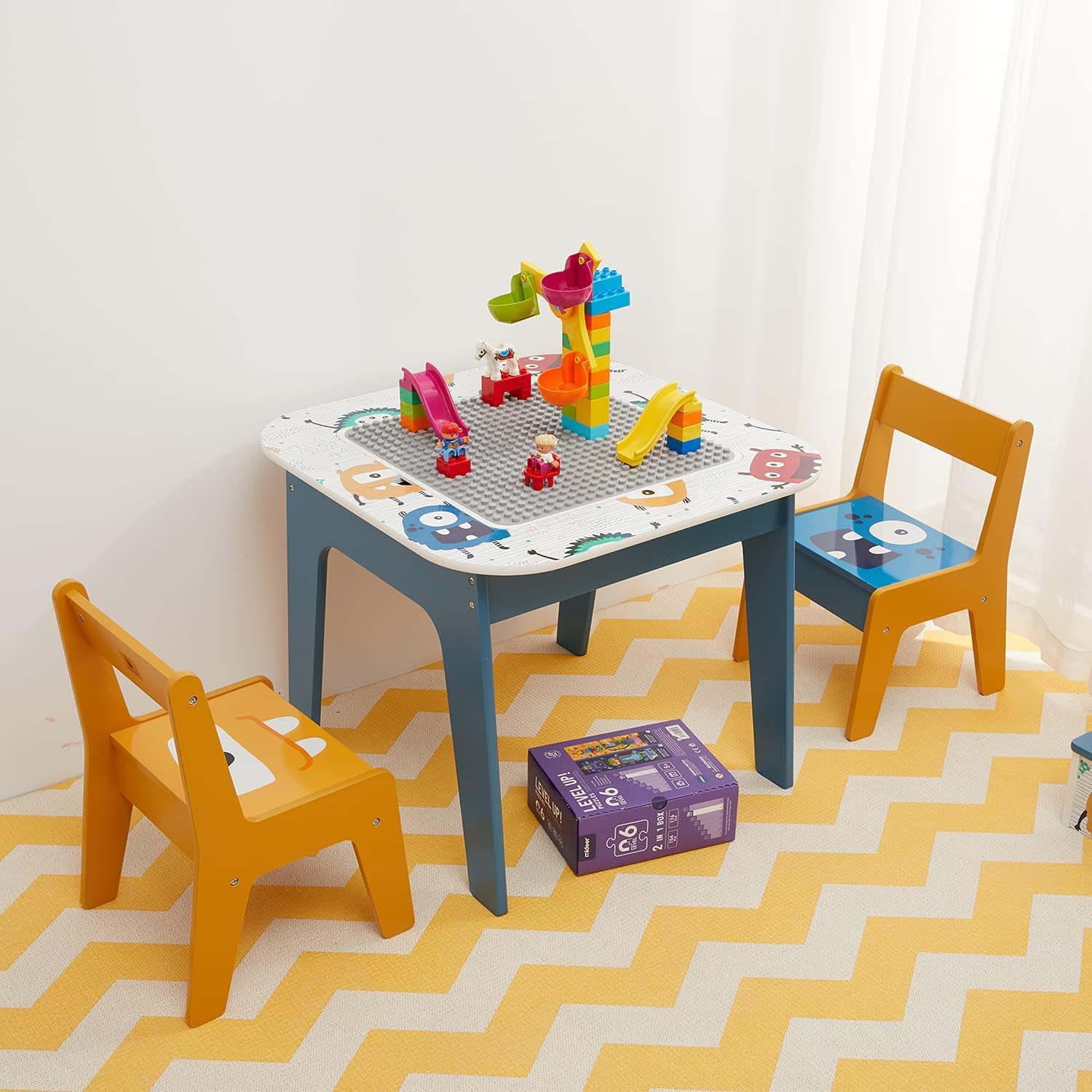 detska-masa-stolcheta-dvustranna-risuvane-lego-konstruktori-TF6059-18 Детска Маса с 2 Столчета, Двустранна, за Рисуване и за Редене на Конструктори тип LEGO - Image 11