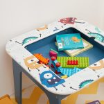 Детска Маса с 2 Столчета, Двустранна, за Рисуване и за Редене на Конструктори тип LEGO - Image 12