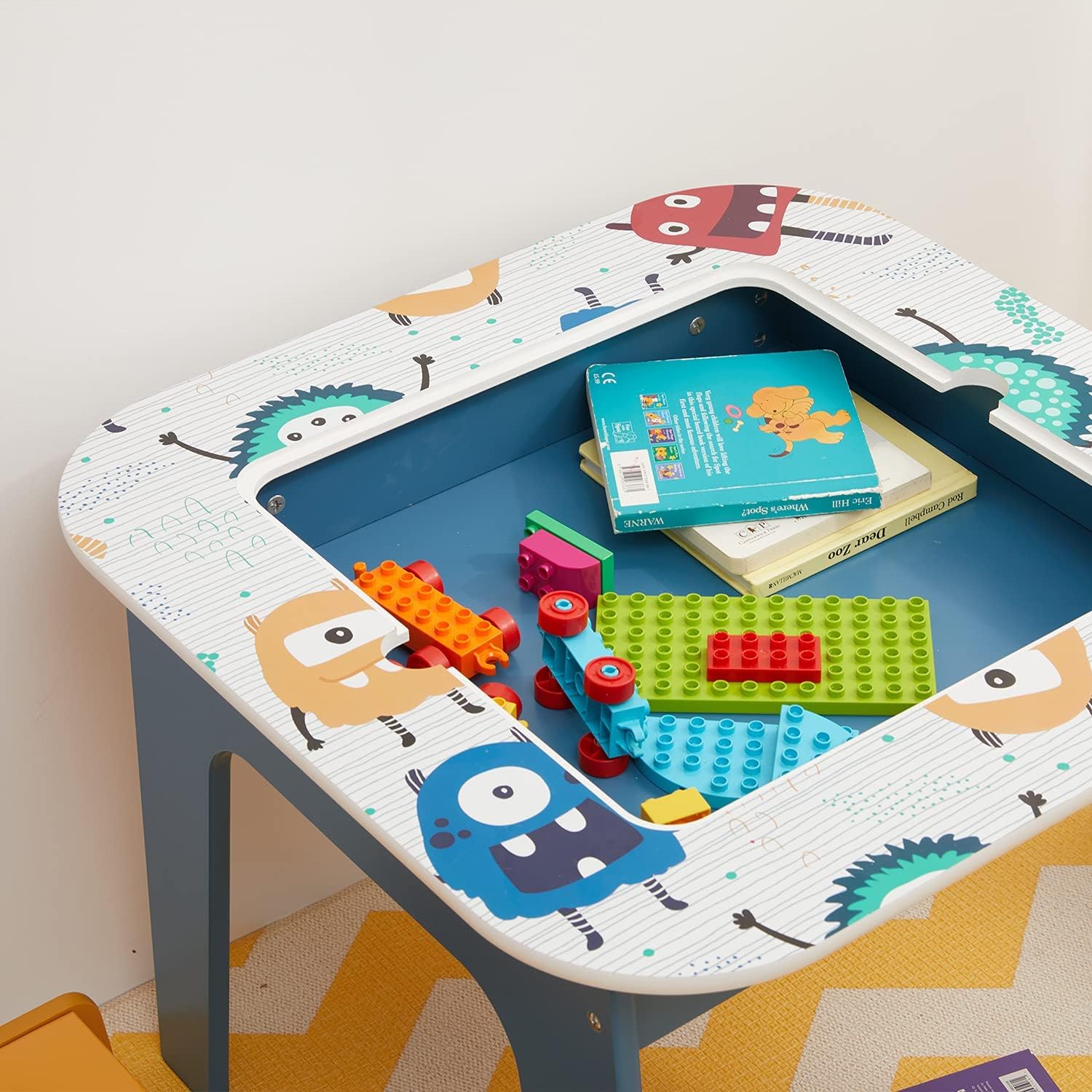 detska-masa-stolcheta-dvustranna-risuvane-lego-konstruktori-TF6059-5 Детска Маса с 2 Столчета, Двустранна, за Рисуване и за Редене на Конструктори тип LEGO - Image 12