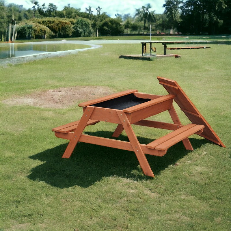 detska-masa-za-piknik-s-myasto-za-sahranenie-i-igra-2-v-1-C986-6 Градински Комплект GINGER HOME 2 в 1, Детска Маса за Пикник и Пясъчник, Игри на Открито, Дървен, 96х103х56 см. - Image 7