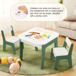 Детска Масичка със Столчета 4 в 1 GINGER HOME, 2 Плота, Черна дъска и Плот за Редене на Конструктори тип LEGO, Forest - Image 15