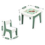 Детска Масичка със Столчета 4 в 1 GINGER HOME, 2 Плота, Черна дъска и Плот за Редене на Конструктори тип LEGO, Forest - Image 6