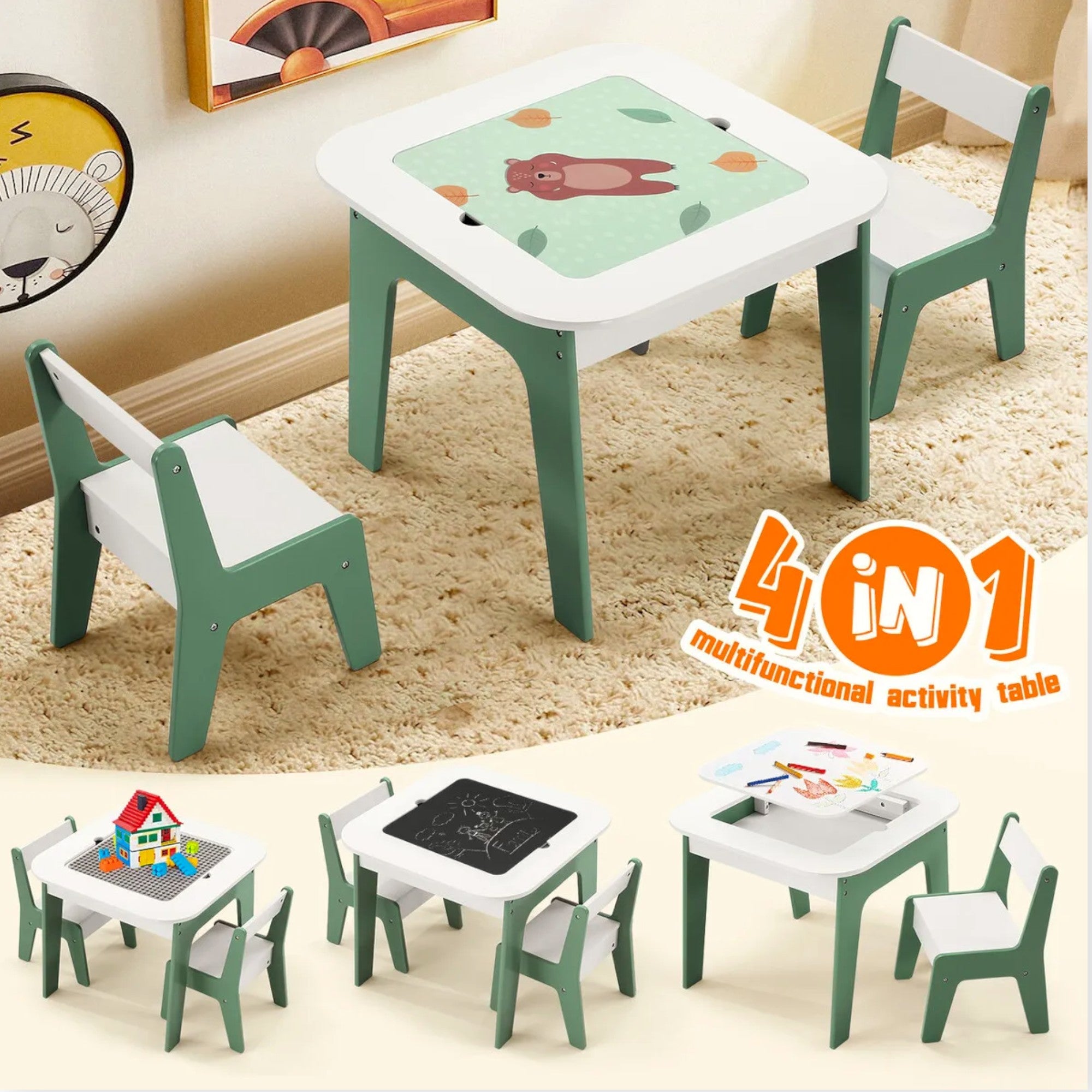 detska-masichka-sas-stolcheta-4-v-1-ginger-home-2-plota-cherna-daska-i-plot-za-redene-na-konstruktori-tip-lego-forest-TF6808-9 Детска Масичка със Столчета 4 в 1 GINGER HOME, 2 Плота, Черна дъска и Плот за Редене на Конструктори тип LEGO, Forest - Image 10