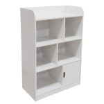 Детска Секция GINGER HOME за Съхранение на Книжки и Играчки, Етажерка с 4 Нива и Вратичка - Бяла - Image 12