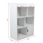 Детска Секция GINGER HOME за Съхранение на Книжки и Играчки, Етажерка с 4 Нива и Вратичка - Бяла - Image 5