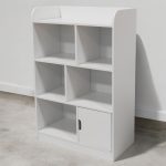 Детска Секция GINGER HOME за Съхранение на Книжки и Играчки, Етажерка с 4 Нива и Вратичка - Бяла - Image 9