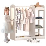 Детска Стойка за Дрехи с Огледало GINGER HOME - Отворен Детски Гардероб с Рафтове и Закачалки, Бял, 94x38x100 см - Image 16