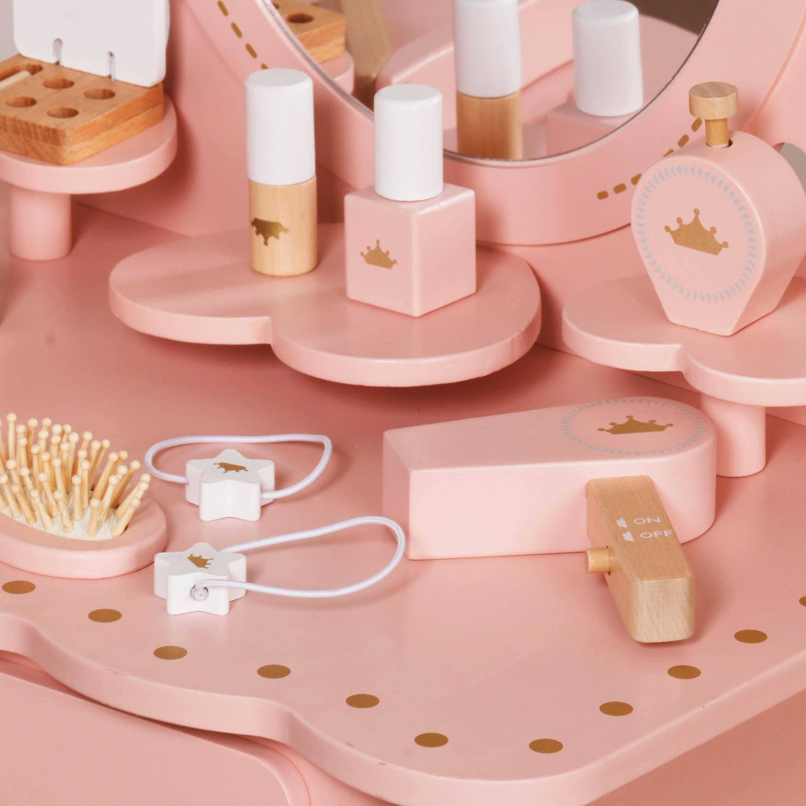 detska-toaletka-ginger-home-rozova-s-ogledalo-i-aksesoari-W08H206B-3 Детска Тоалетка GINGER HOME с Огледало и Аксесоари, Принцеска, Розова, Дървена - Image 4