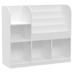 Детски Органайзер GINGER HOME, Етажерка с Рафтове за Играчки и Книги, 3 Текстилни Кутии, Дървен, Бял, 92x30x80 см, Монтесори - Image 6