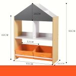 Етажерка за Играчки и Книжки GINGER HOME, Черна Дъска за Писане, Къщичка, Дърво - Image 8