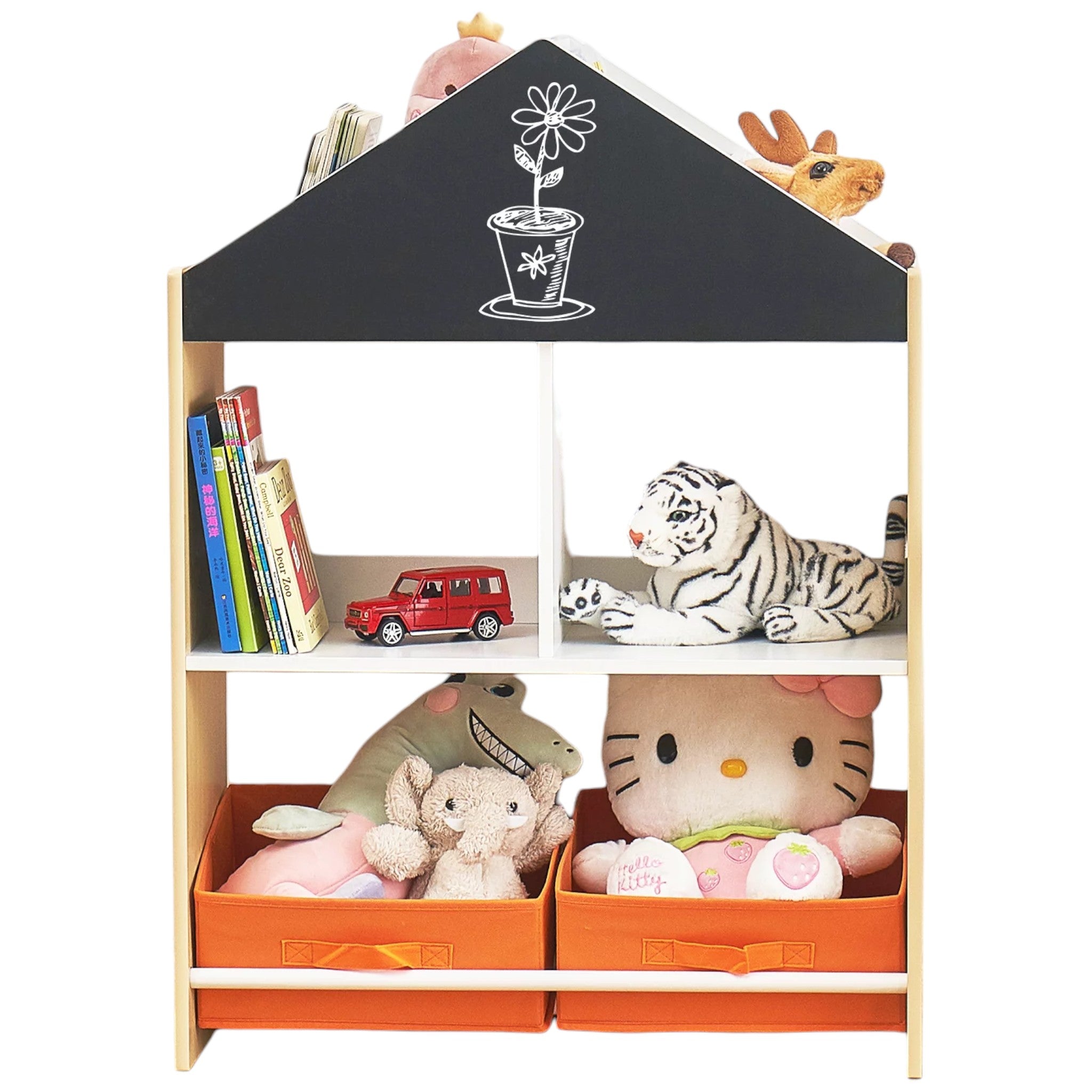 detski-shkaf-ginger-home-etazherka-za-igrachki-i-knizhki-s-cherna-daska-za-pisane-kashtichka-darvo-TF6747-6 Етажерка за Играчки и Книжки GINGER HOME, Черна Дъска за Писане, Къщичка, Дърво - Image 9