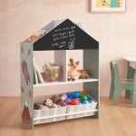 Детски Шкаф GINGER HOME, Етажерказа Играчки и Книжки  с Мече, Черна Дъска за Писане, Къщичка FOREST - Image 13
