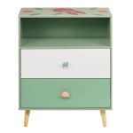 Детски Шкаф за Играчки и Дрехи GINGER HOME, Етажерка за Детска Стая с 2 чекмеджета, Мече, FOREST - Image 3