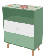 Детски Шкаф за Играчки и Дрехи GINGER HOME, Етажерка за Детска Стая с 2 чекмеджета, Мече, FOREST - Image 2