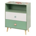 Детски Шкаф за Играчки и Дрехи GINGER HOME, Етажерка за Детска Стая с 2 чекмеджета, Мече, FOREST - Image 4