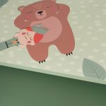 Детски Шкаф за Играчки и Дрехи GINGER HOME, Етажерка за Детска Стая с 2 чекмеджета, Мече, FOREST - Image 7