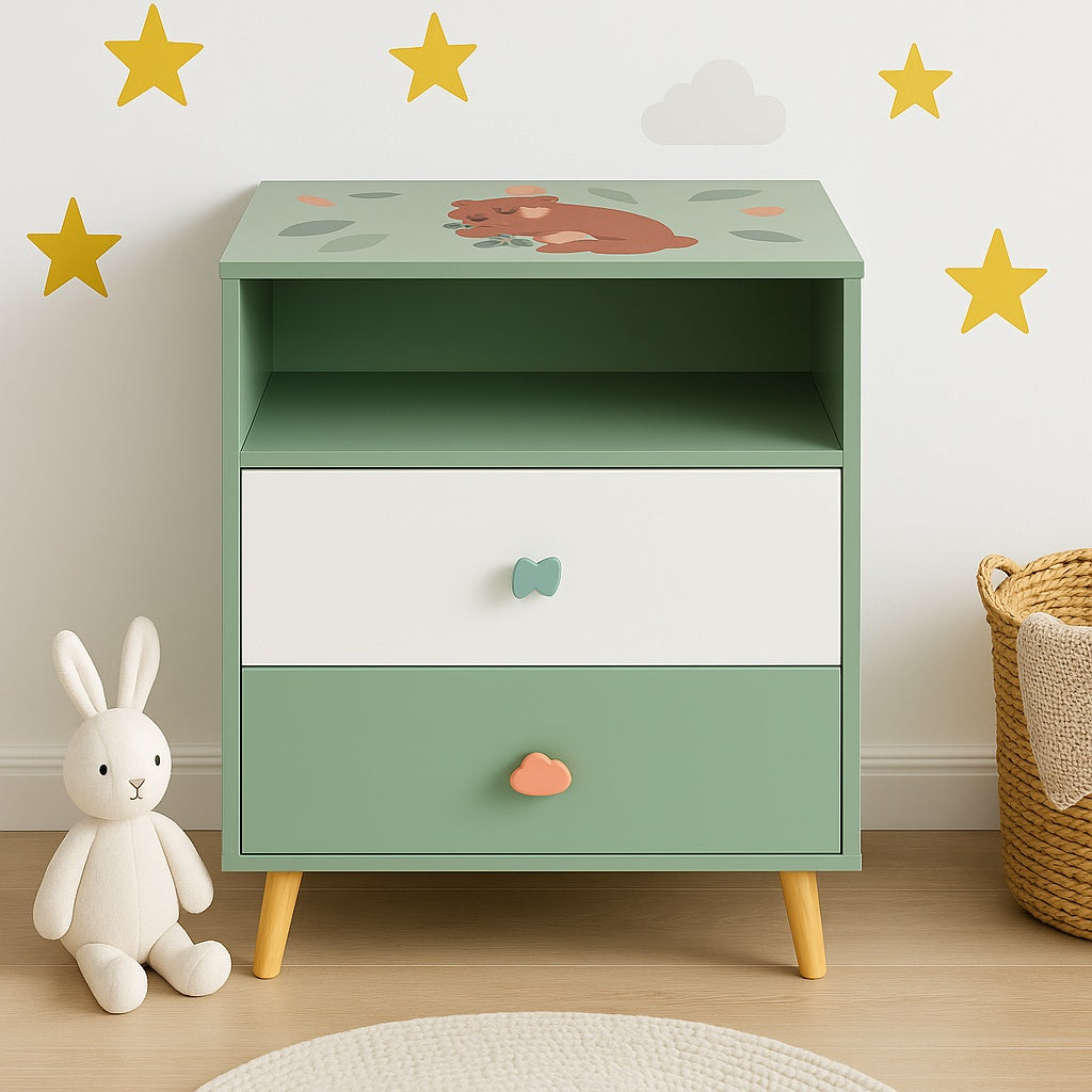 detski-shkaf-za-igrachki-i-drehi-ginger-home-etazherka-za-detska-staya-s-2-chekmedzheta-meche-forest-TF6821-8 Детски Шкаф за Играчки и Дрехи GINGER HOME, Етажерка за Детска Стая с 2 чекмеджета, Мече, FOREST - Image 10