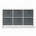 Детски Скрин GINGER HOME с 6 Текстилни Кутии за Съхранение на Играчки и Аксесоари, Сиво и Бяло - Image 15