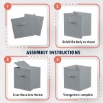 Детски Скрин GINGER HOME с 6 Текстилни Кутии за Съхранение на Играчки и Аксесоари, Сиво и Бяло - Image 17