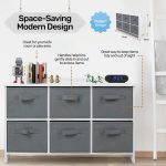 Детски Скрин GINGER HOME с 6 Текстилни Кутии за Съхранение на Играчки и Аксесоари, Сиво и Бяло - Image 20