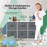 Детски Скрин GINGER HOME с 6 Текстилни Кутии за Съхранение на Играчки и Аксесоари, Сиво и Бяло - Image 21