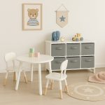 Детски Скрин GINGER HOME с 6 Текстилни Кутии за Съхранение на Играчки и Аксесоари, Сиво и Бяло - Image 6
