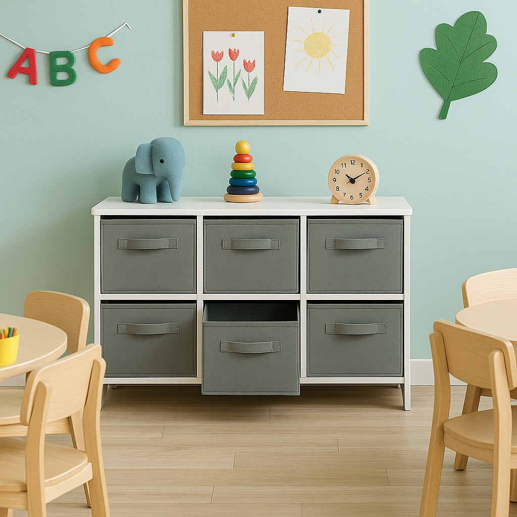 detski-skrin-ginger-home-s-6-tekstilni-kutii-za-sahranenie-na-igrachki-i-aksesoari-sivo-i-bqlo-TF5491-8_6512f2d7-1d84-4ca2-b8e3-a9194e8227ad Детски Скрин GINGER HOME с 6 Текстилни Кутии за Съхранение на Играчки и Аксесоари, Сиво и Бяло - Image 9